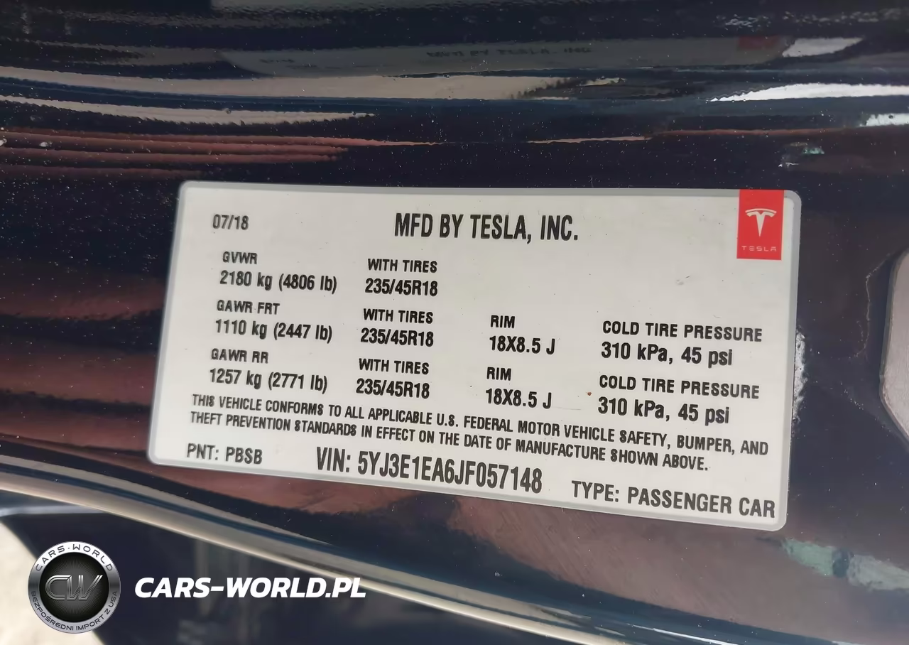 2018 Tesla Model 3 Long Range-Mid Range VIN:5YJ3E1EA6JF057148 - 9