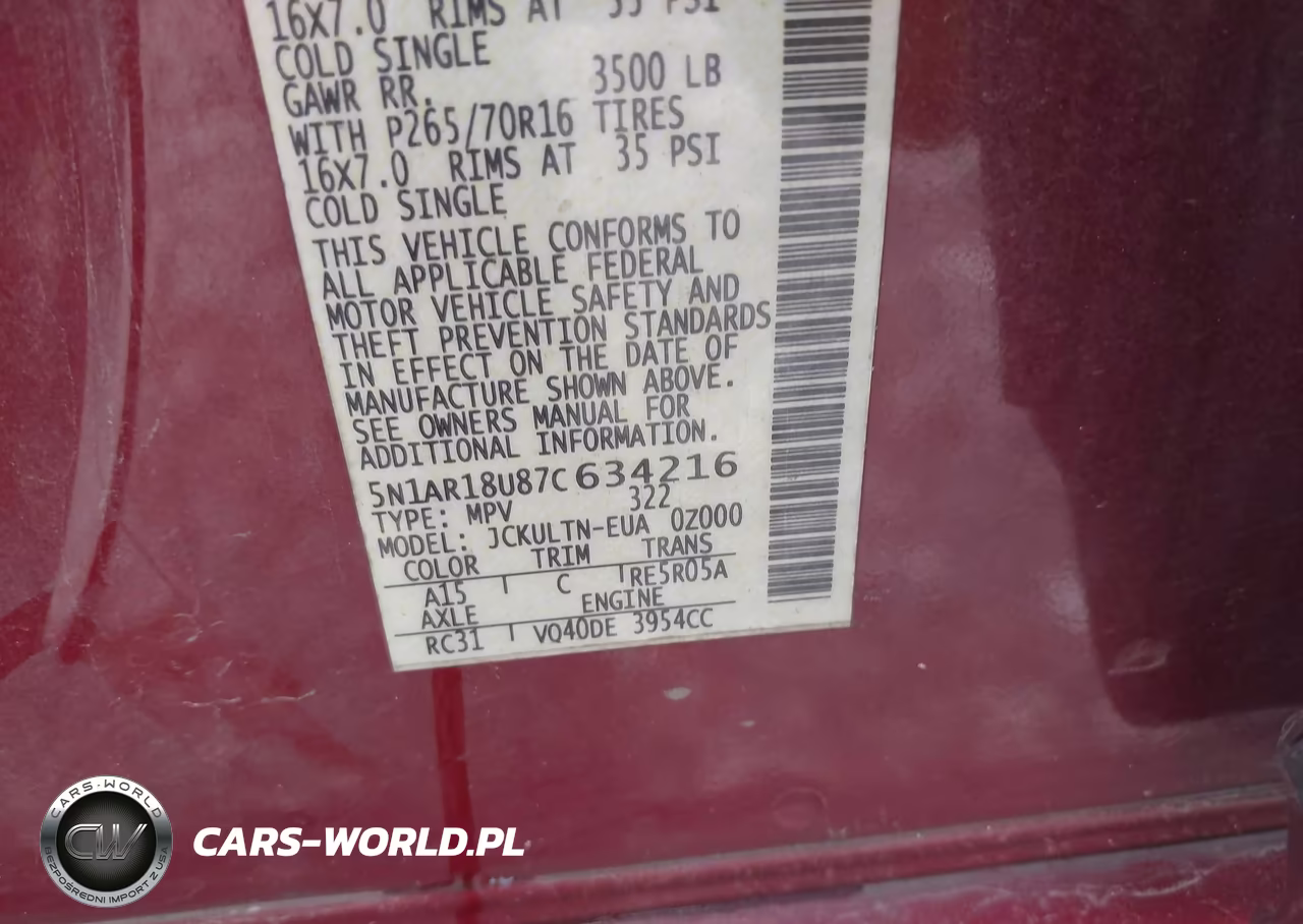 2007 Nissan Pathfinder Se VIN:5N1AR18U87C634216 - 9