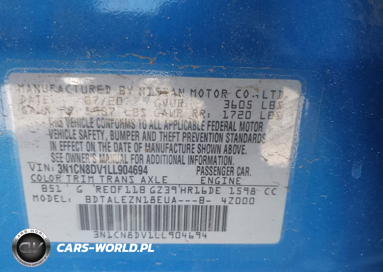 2020 Nissan Versa S Xtronic Cvt VIN:3N1CN8DV1LL904694 - 9