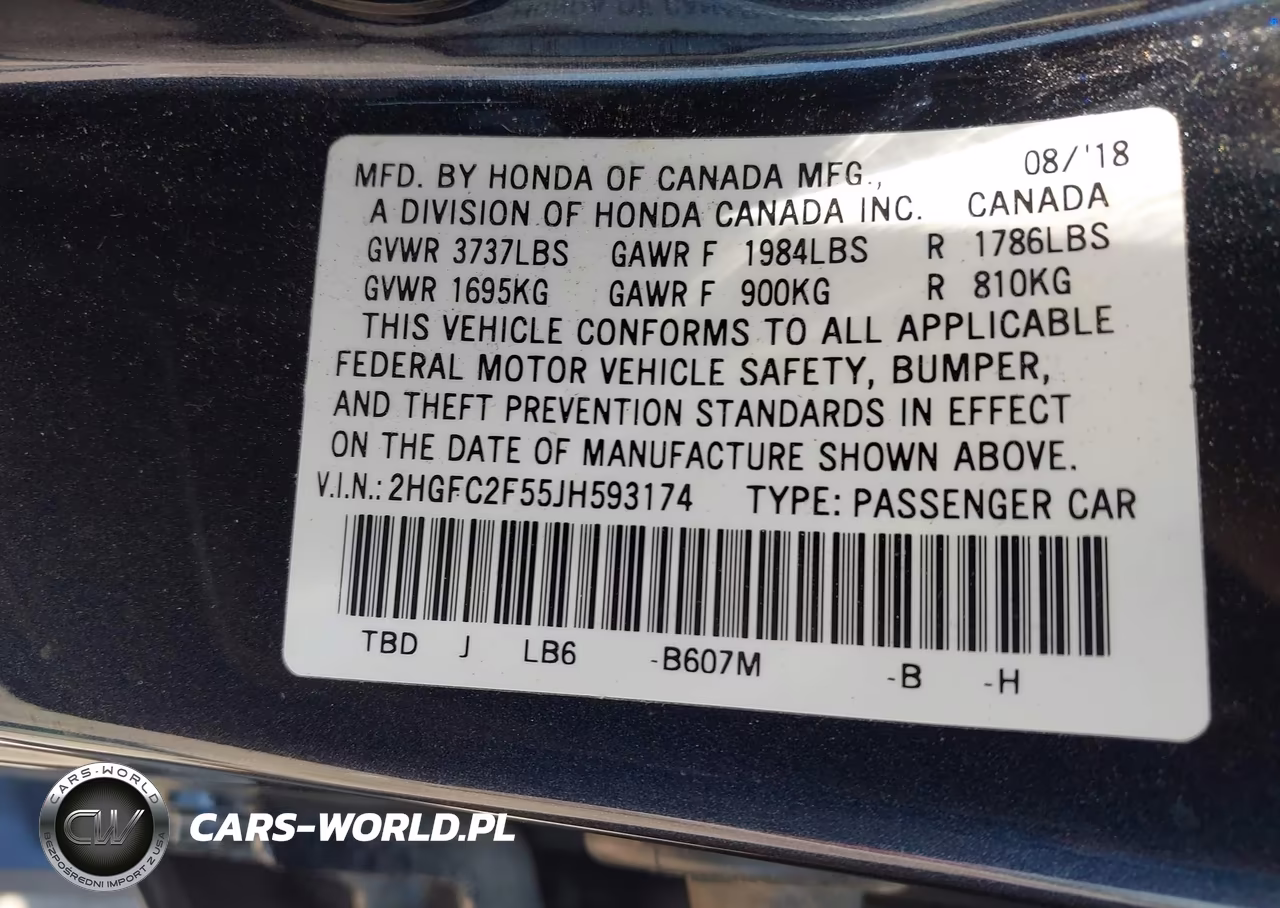 2018 Honda Civic Lx VIN:2HGFC2F55JH593174 - 9