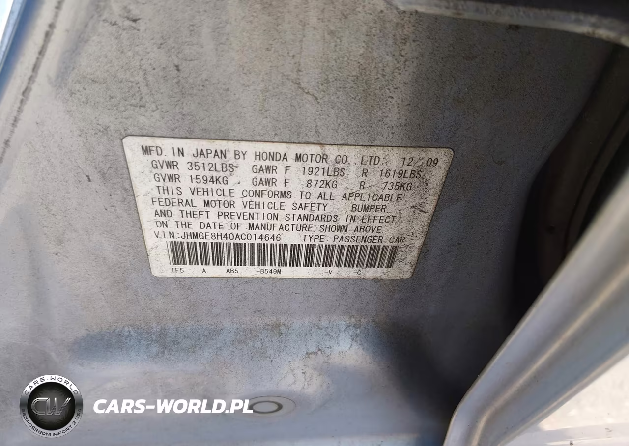 2010 Honda Fit Sport VIN:JHMGE8H40AC014646 - 9