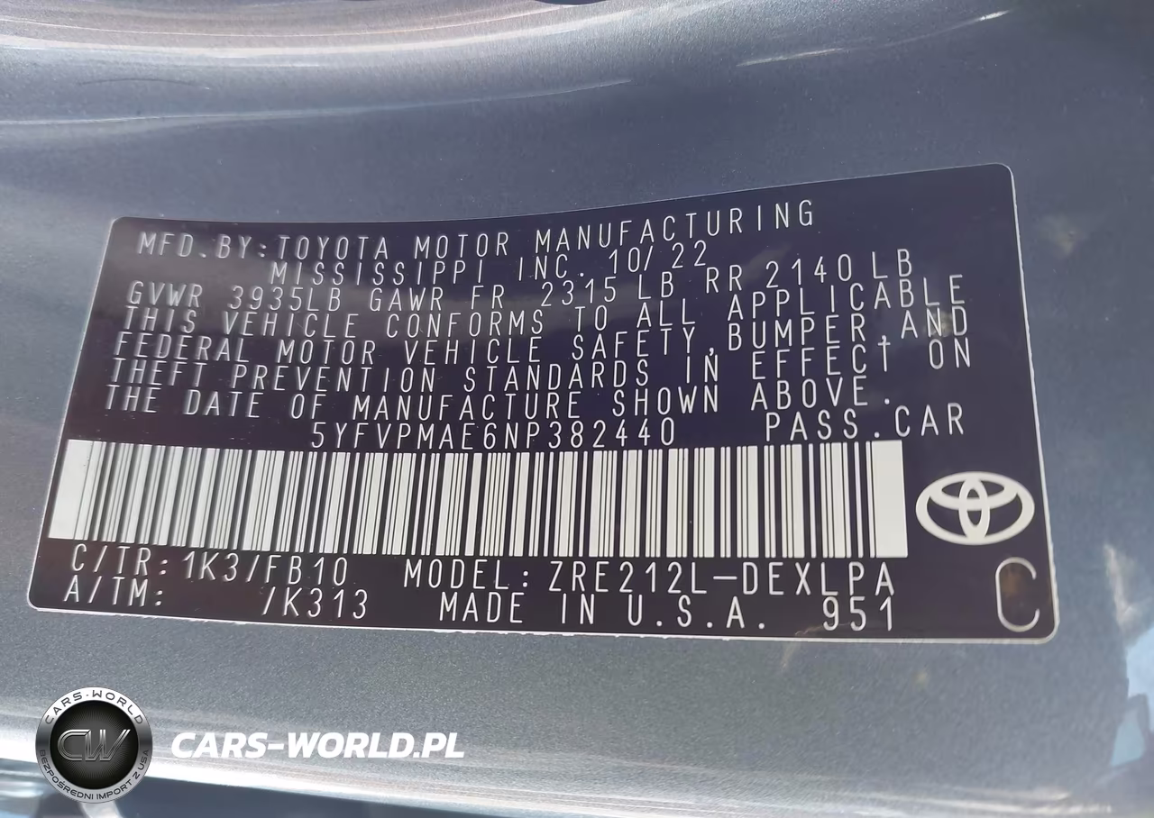 2022 Toyota Corolla Le VIN:5YFVPMAE6NP382440 - 9