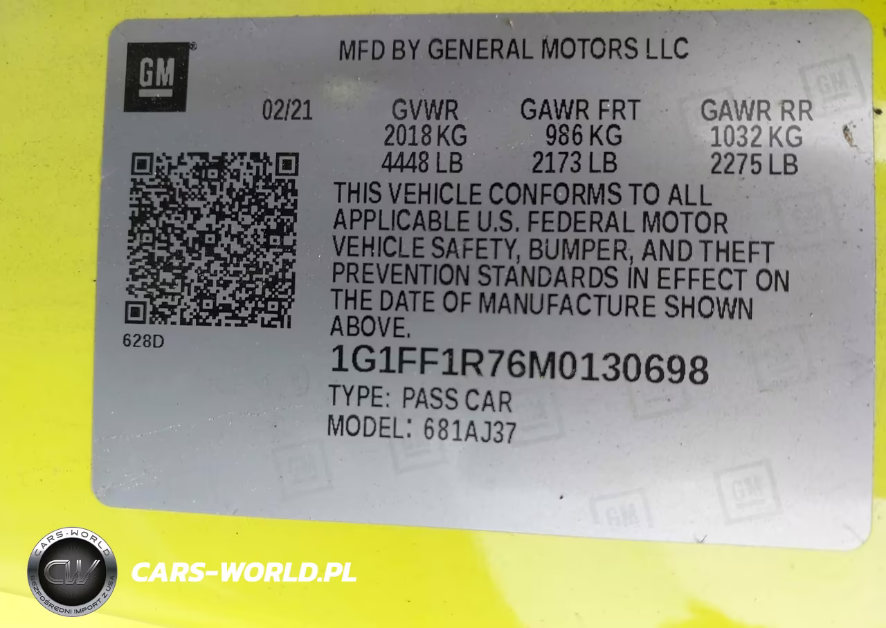2021 Chevrolet Camaro Rwd Lt1 VIN:1G1FF1R76M0130698 - 9