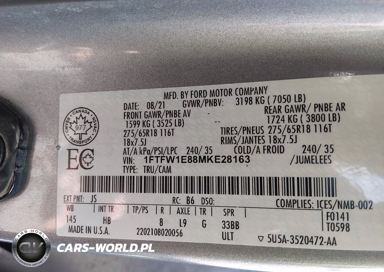 2021 Ford F-150 Lariat VIN:1FTFW1E88MKE28163 - 9