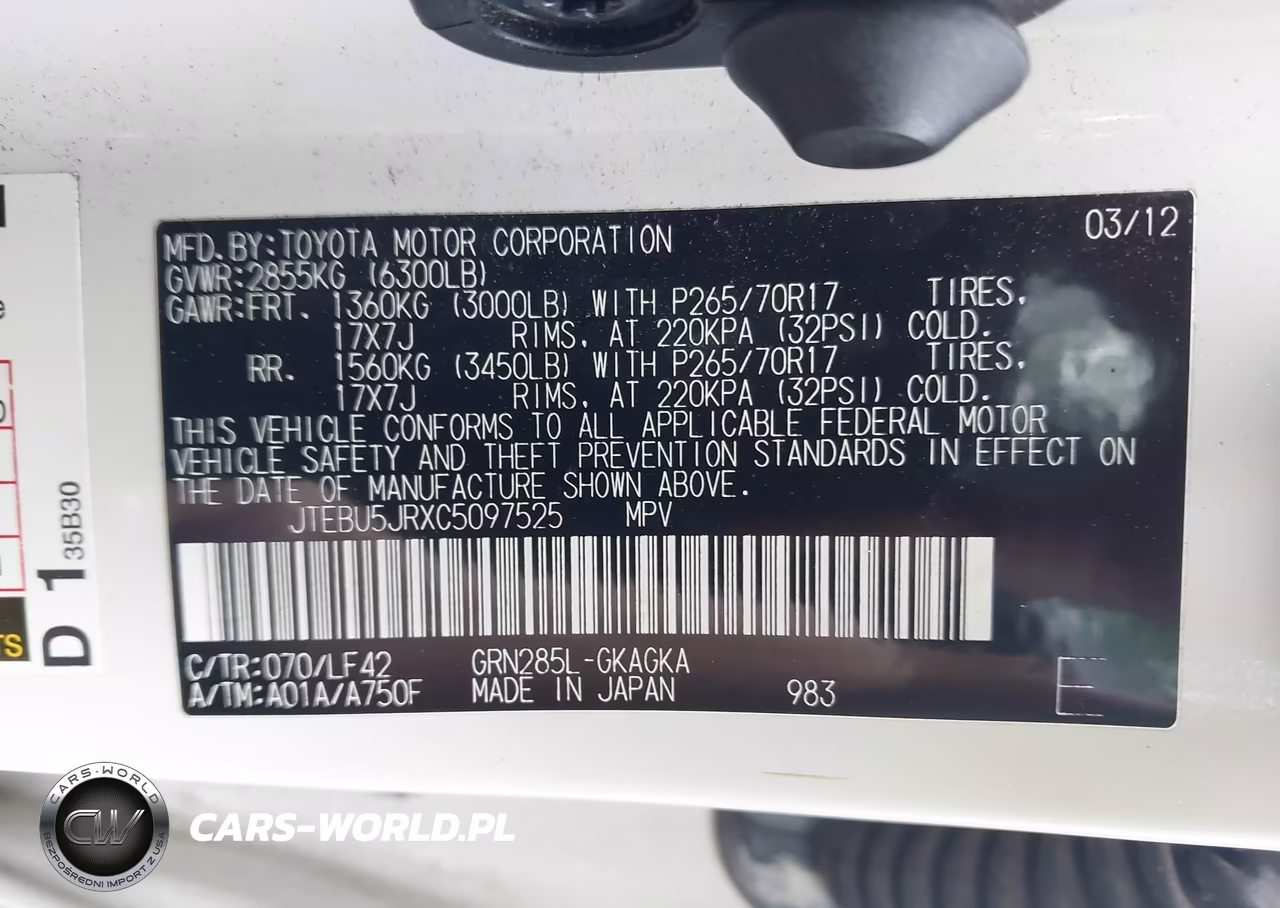 2012 Toyota 4Runner Sr5 VIN:JTEBU5JRXC5097525 - 9