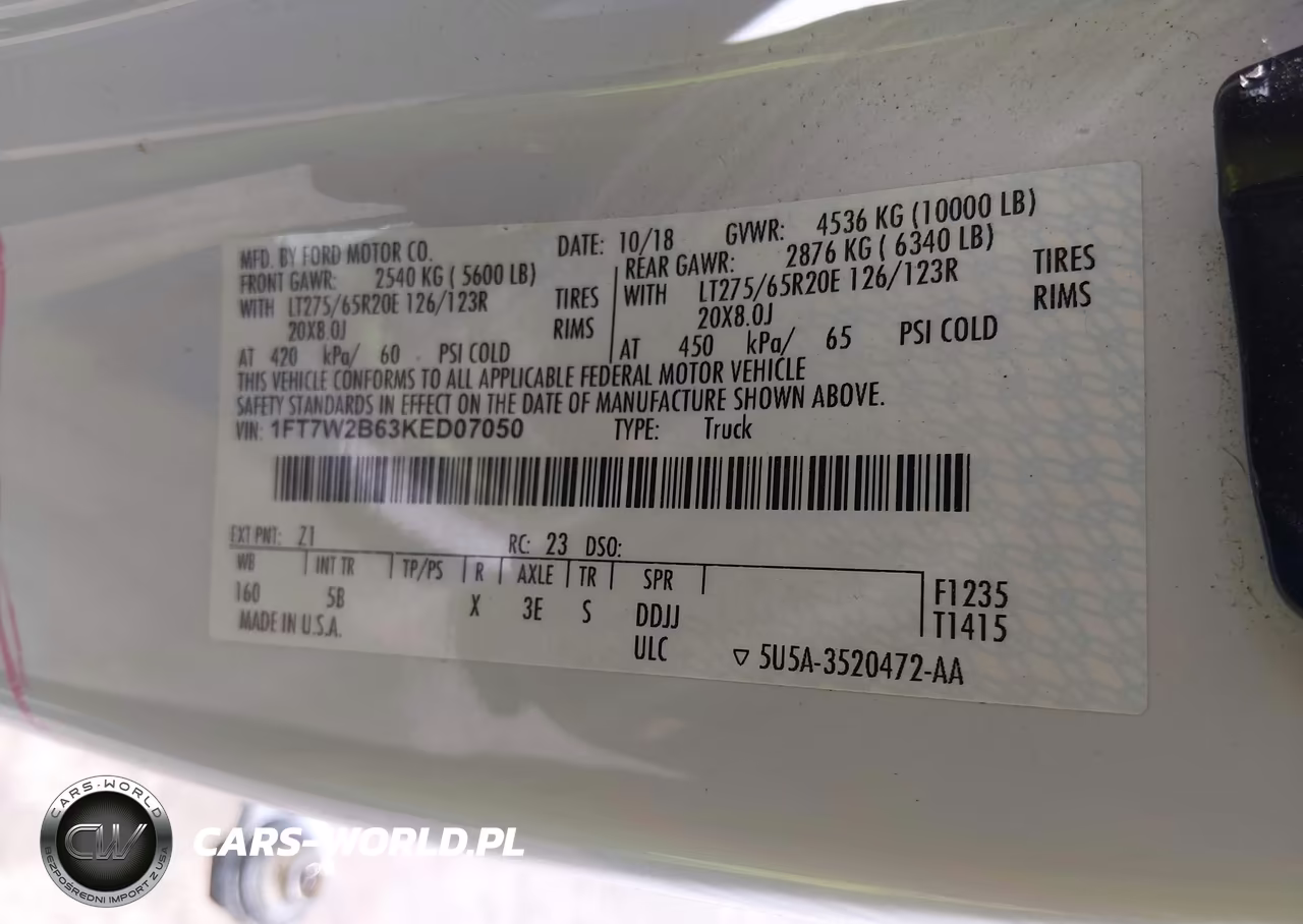 2019 Ford F-250 Lariat VIN:1FT7W2B63KED07050 - 9