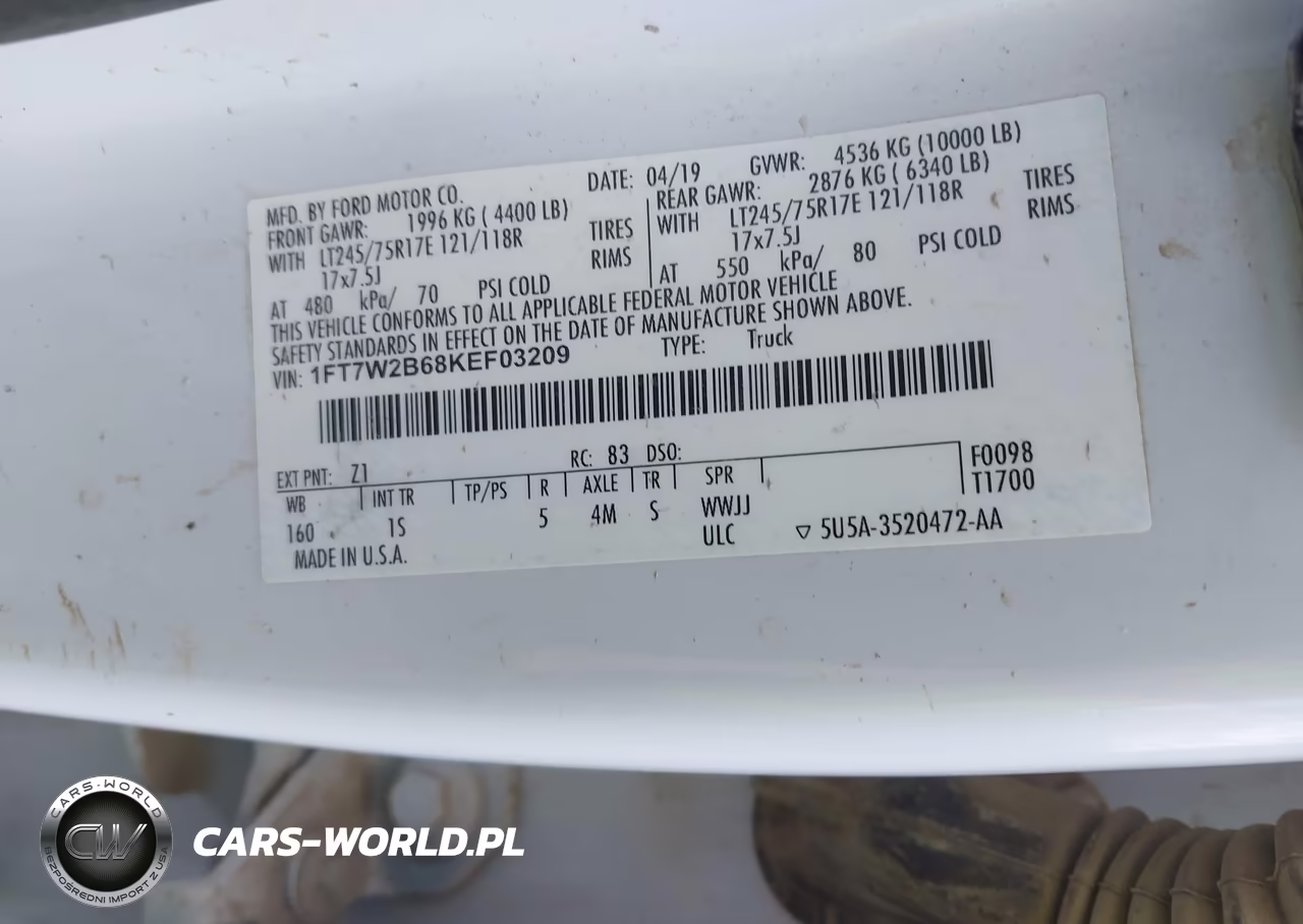 2019 Ford F-250 Xl VIN:1FT7W2B68KEF03209 - 9
