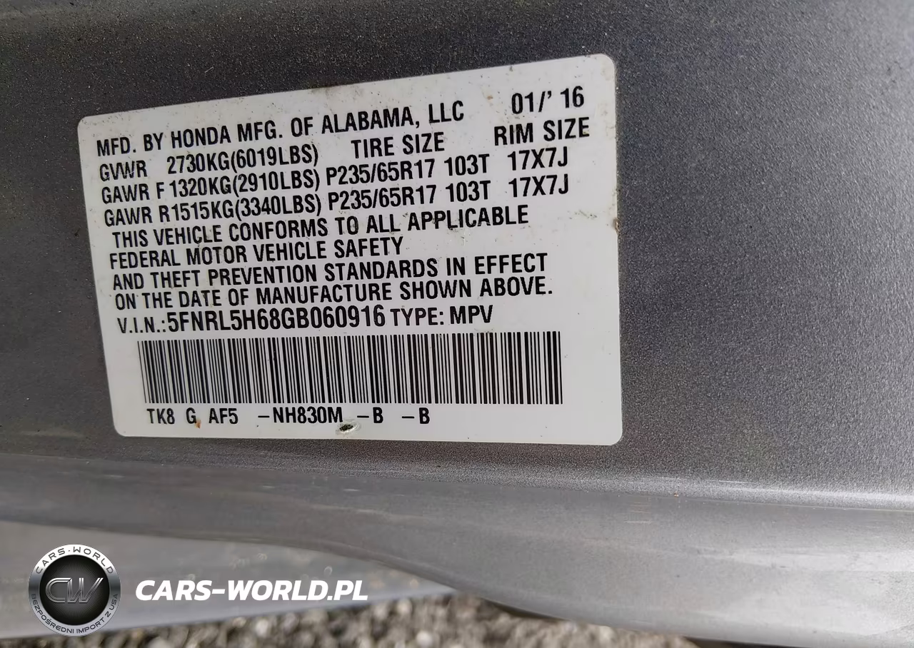 2016 Honda Odyssey Ex-L VIN:5FNRL5H68GB060916 - 9