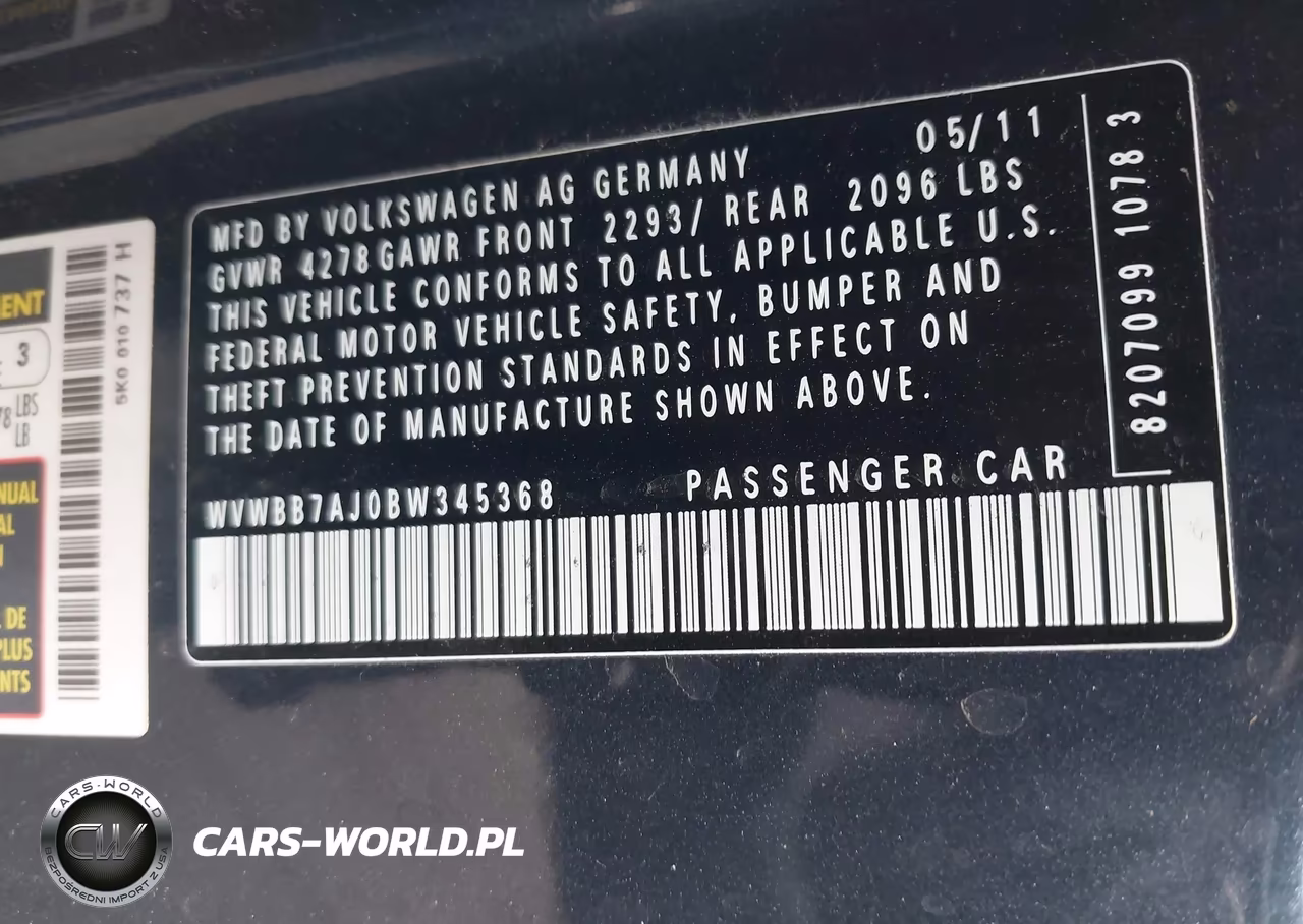2011 VOLKSWAGEN GOLF 2.5L 2-DOOR VIN:WVWBB7AJ0BW345368 - 9