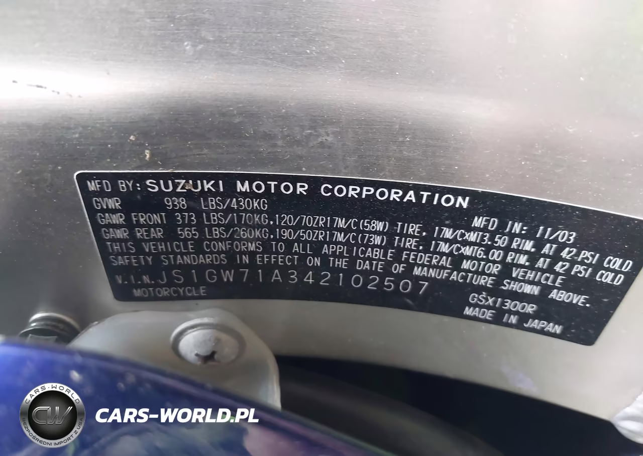 2004 Suzuki Gsx1300 R VIN:JS1GW71A342102507 - 10