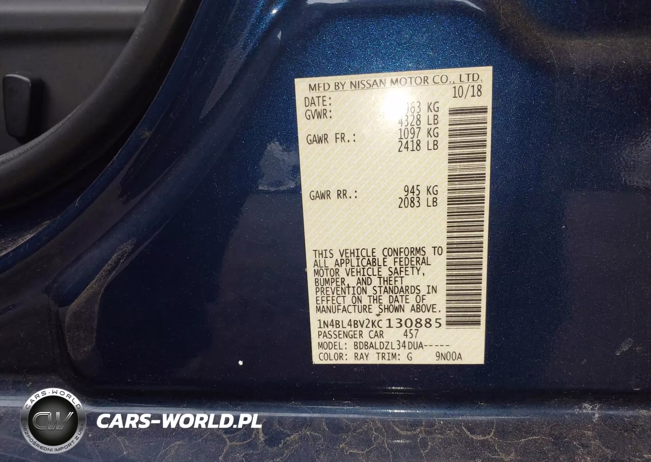 2019 Nissan Altima 2.5 S VIN:1N4BL4BV2KC130885 - 9
