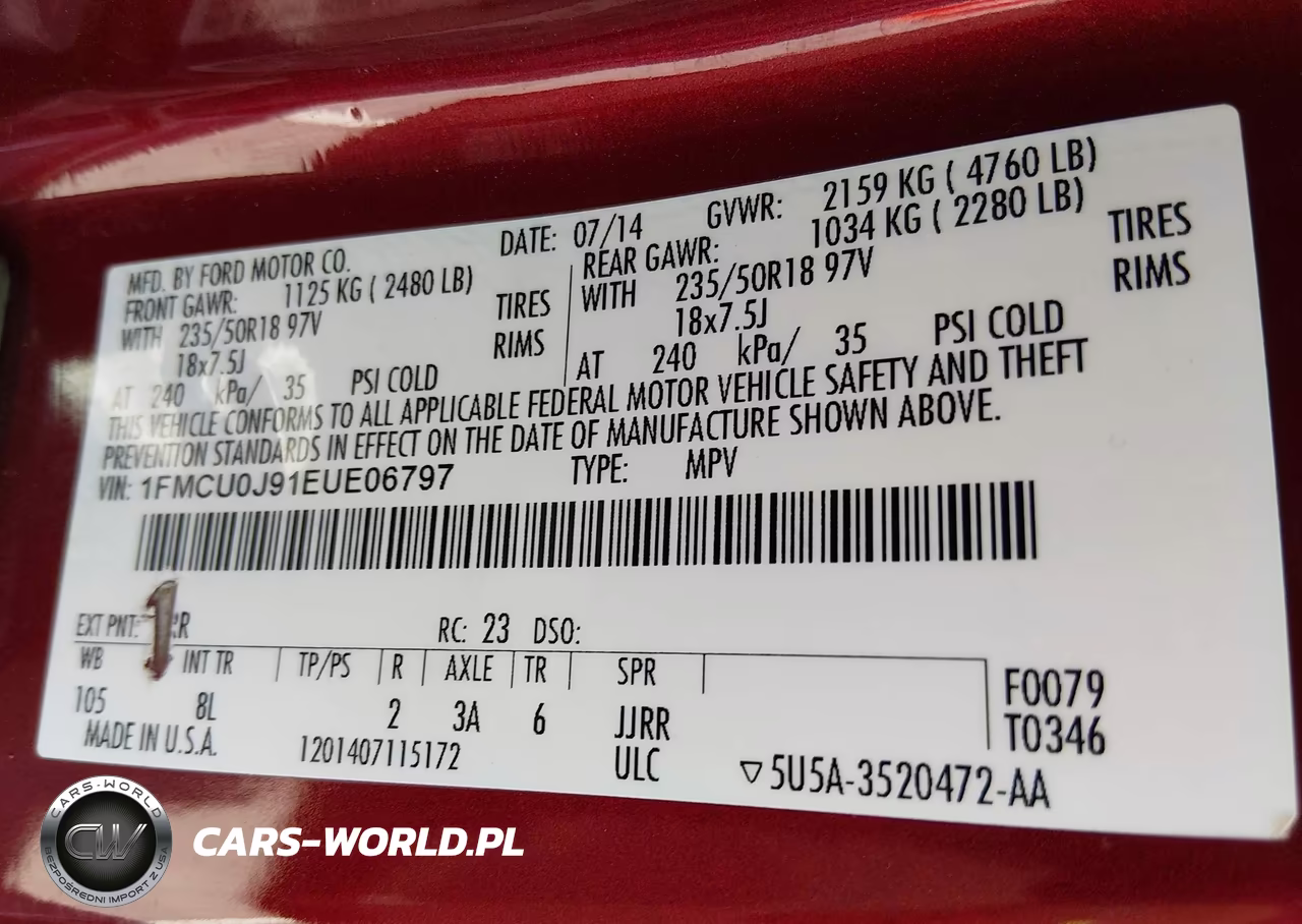 2014 Ford Escape Titanium VIN:1FMCU0J91EUE06797 - 9