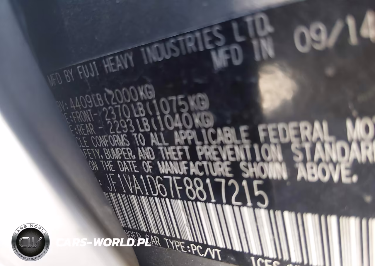 2015 Subaru Wrx Premium VIN:JF1VA1D67F8817215 - 9