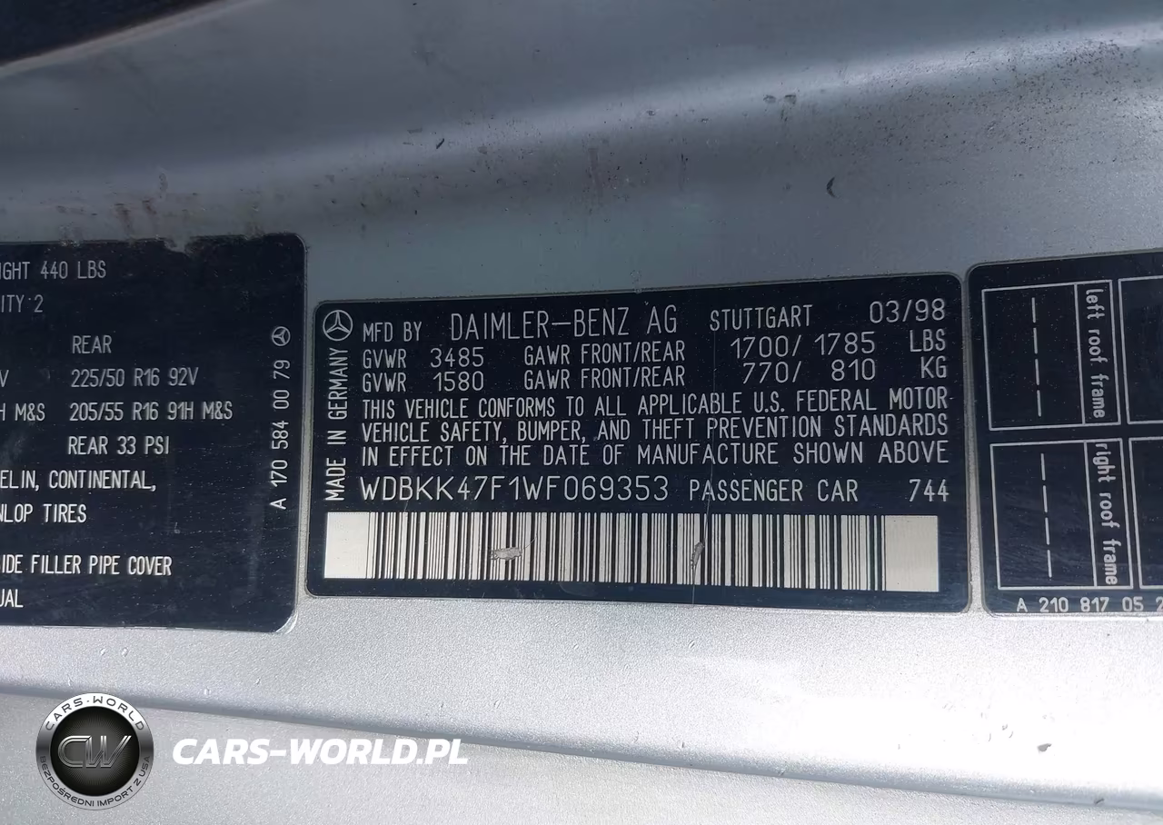1998 Mercedes-Benz Slk 230 VIN:WDBKK47F1WF069353 - 9