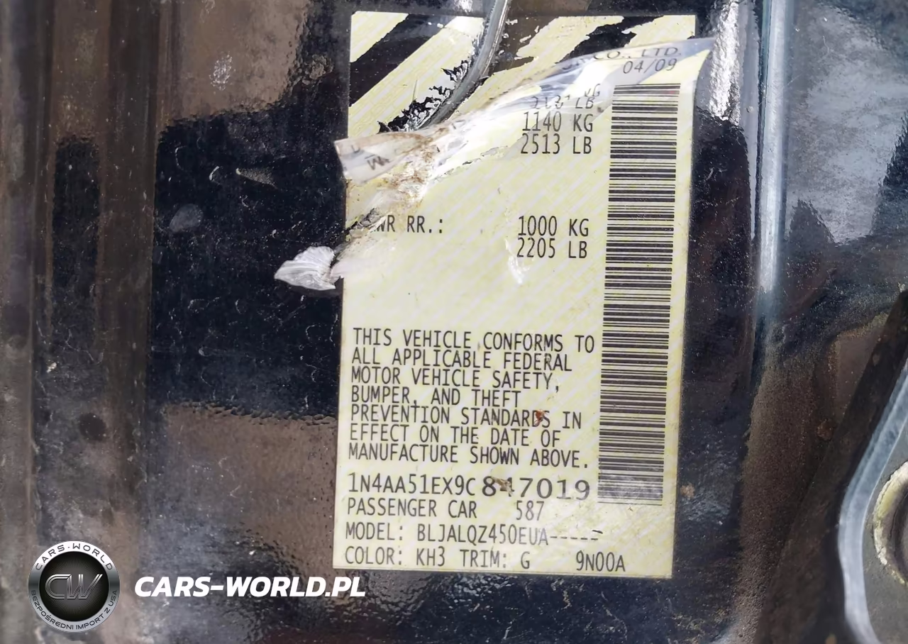 2009 Nissan Maxima 3.5 S VIN:1N4AA51EX9C847019 - 9