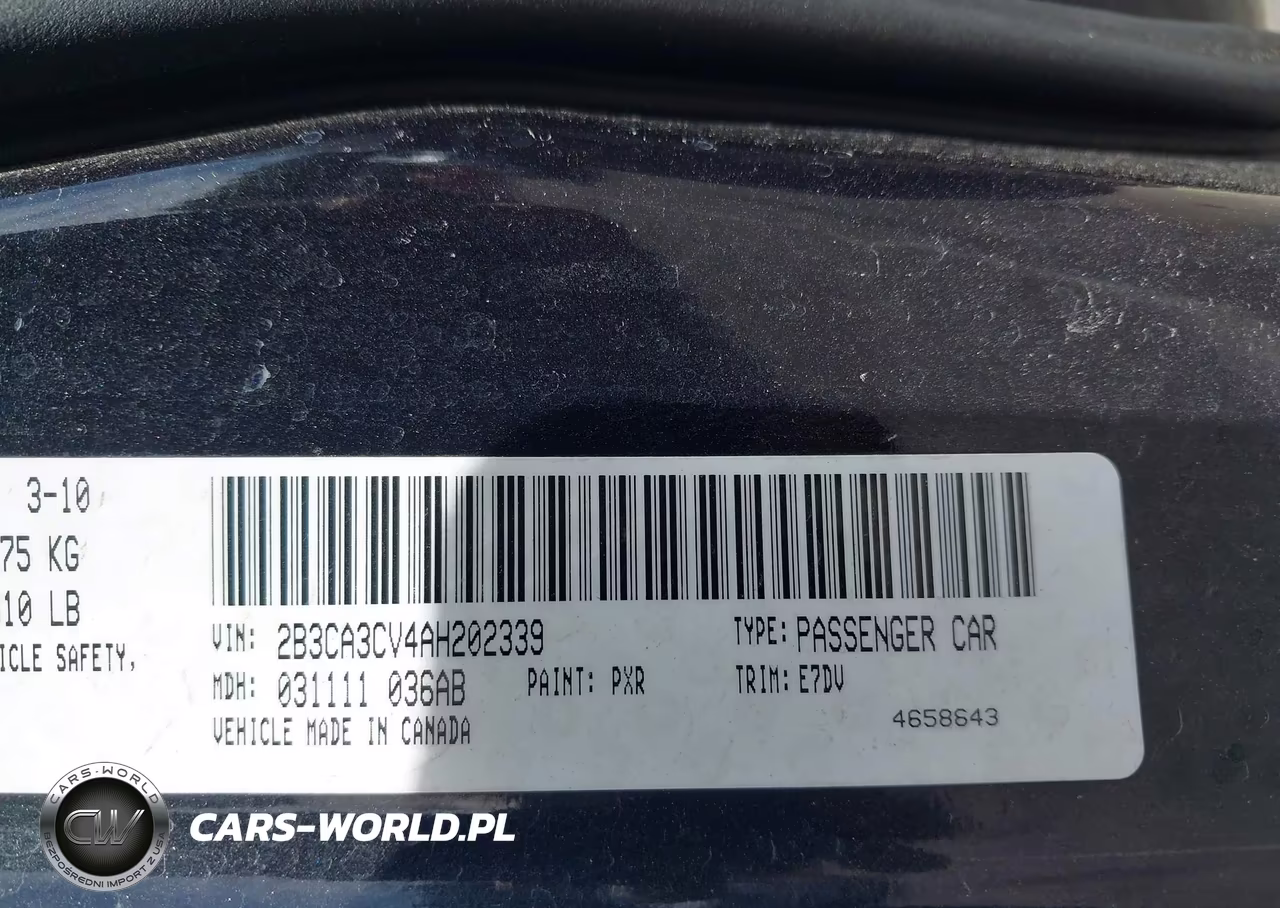 2010 Dodge Charger Sxt VIN:2B3CA3CV4AH202339 - 9