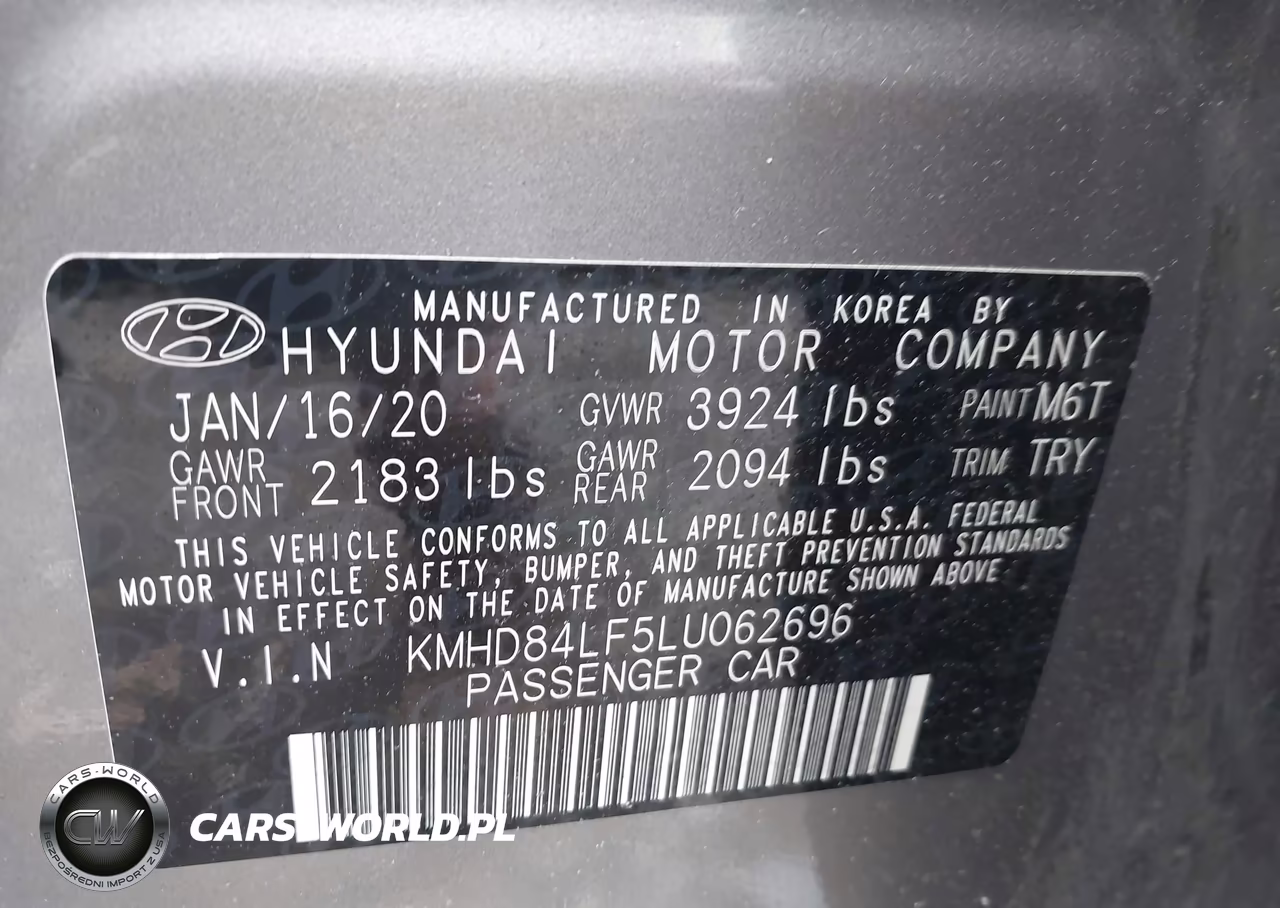 2020 Hyundai Elantra Sel VIN:KMHD84LF5LU062696 - 9