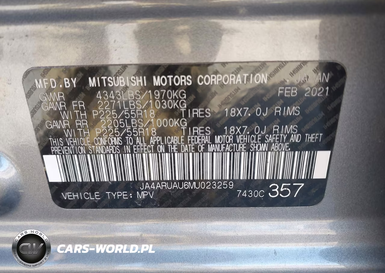 2021 Mitsubishi Outlander Sport 2.0 Be Awc-2.0 Es Awc-2.0 Le Awc-2.0 Se Awc VIN:JA4ARUAU6MU023259 - 9