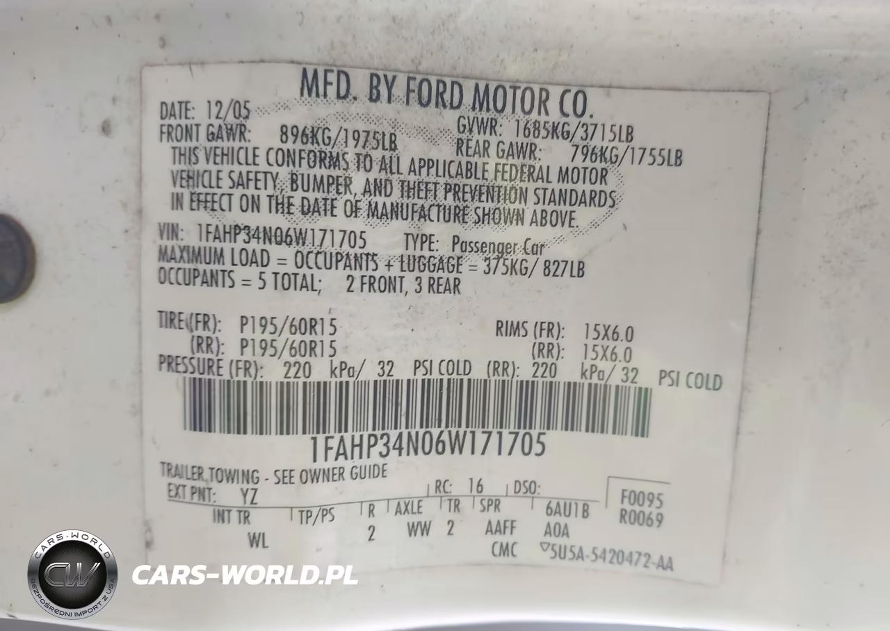 2006 Ford Focus Zx4 VIN:1FAHP34N06W171705 - 9