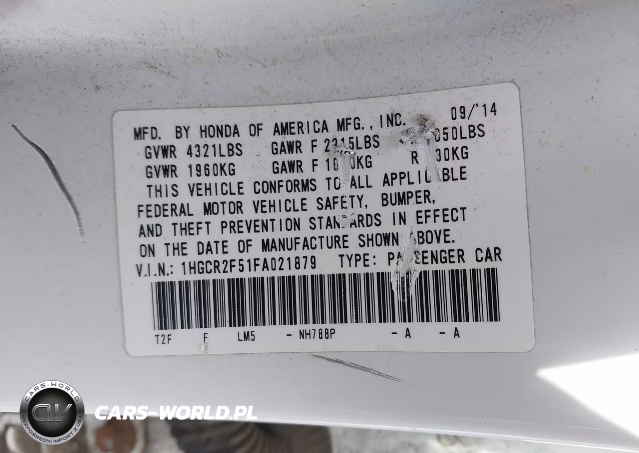 2015 Honda Accord Sport VIN:1HGCR2F51FA021879 - 9