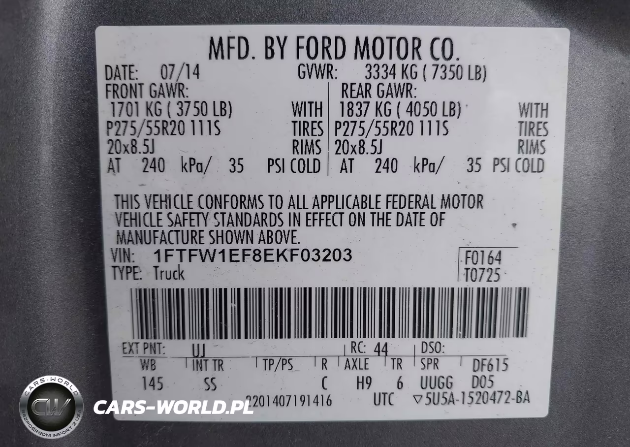 2014 Ford F-150 Stx VIN:1FTFW1EF8EKF03203 - 9