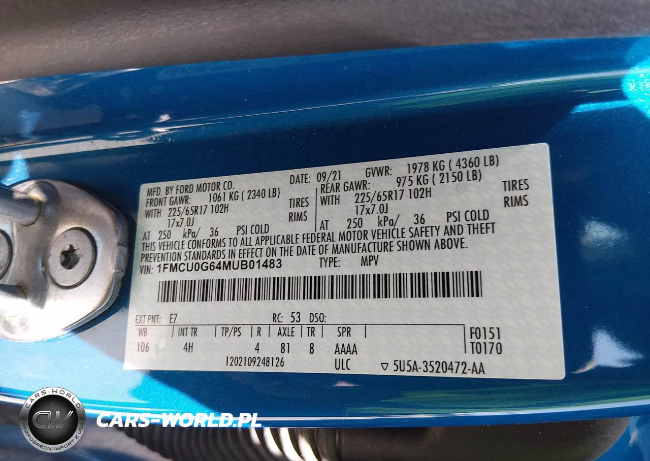 2021 Ford Escape Se VIN:1FMCU0G64MUB01483 - 9