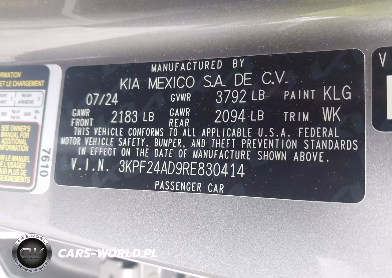 2024 Kia Forte Lxs VIN:3KPF24AD9RE830414 - 9