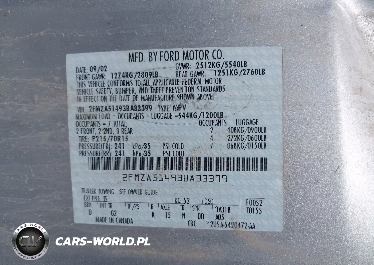 2003 Ford Windstar Lx VIN:2FMZA51493BA33399 - 9