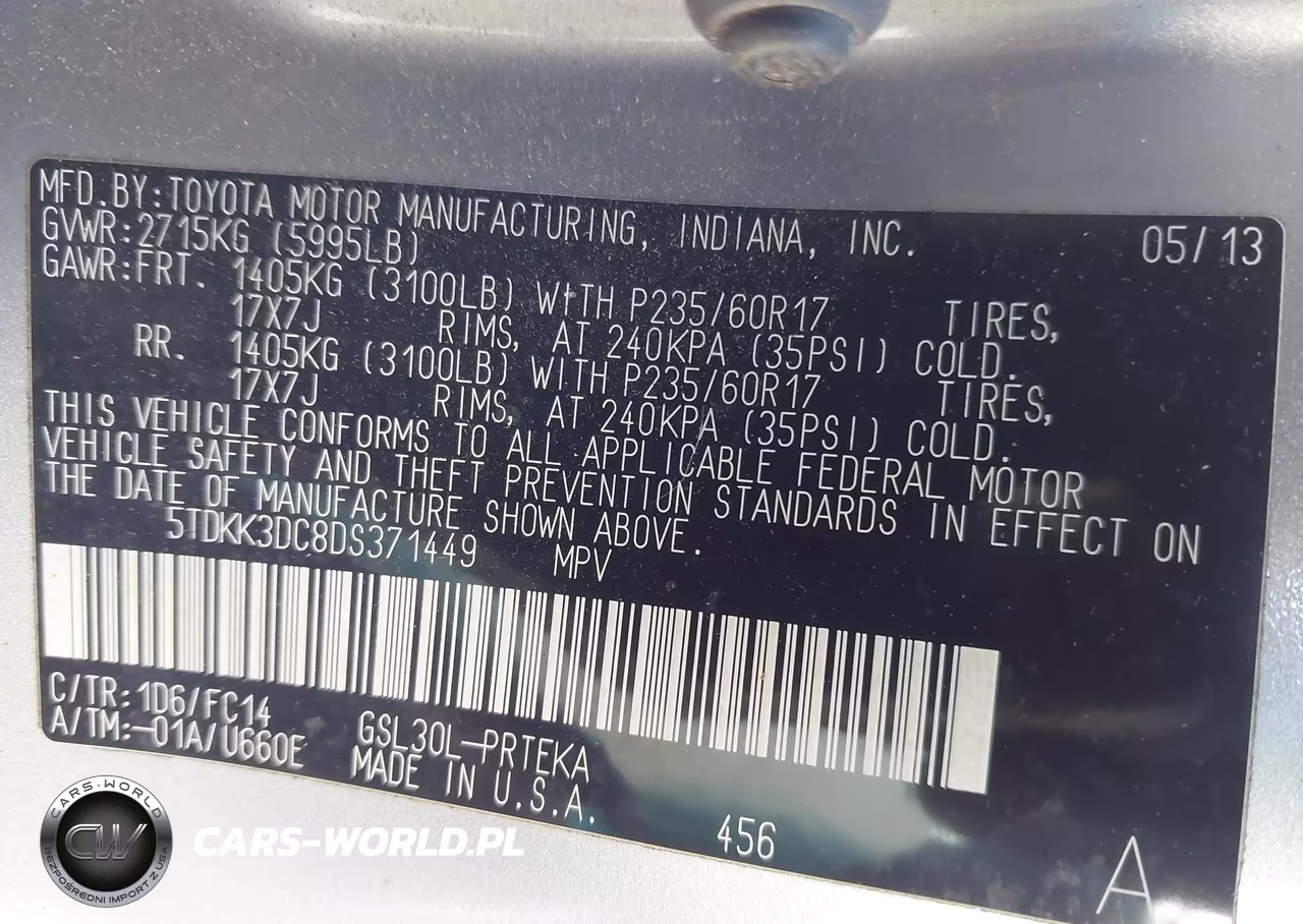 2013 Toyota Sienna Le V6 8 Passenger VIN:5TDKK3DC8DS371449 - 9