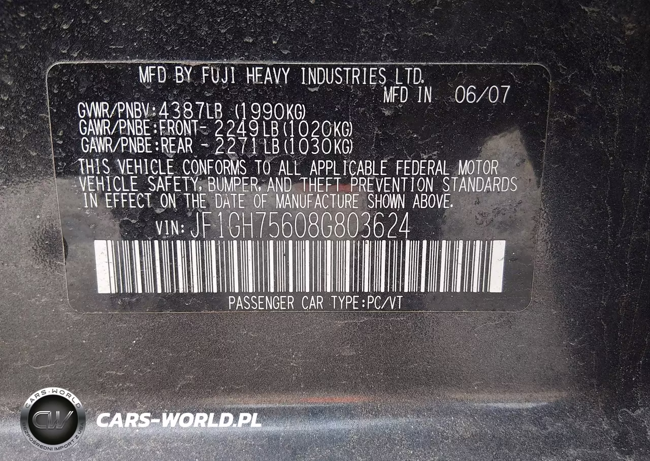 2008 Subaru Impreza Wagon (Ny-Nj) Wrx W-Sat-Nav VIN:JF1GH75608G803624 - 9