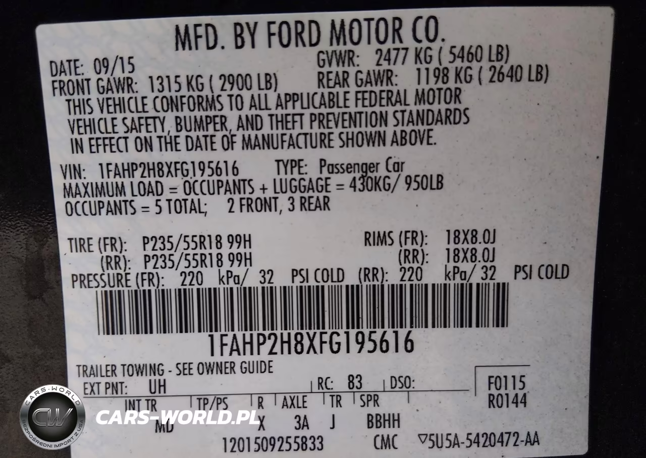 2015 Ford Taurus Sel VIN:1FAHP2H8XFG195616 - 9