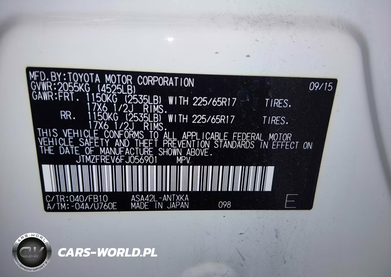 2015 Toyota Rav4 Le VIN:JTMZFREV6FJ056901 - 9