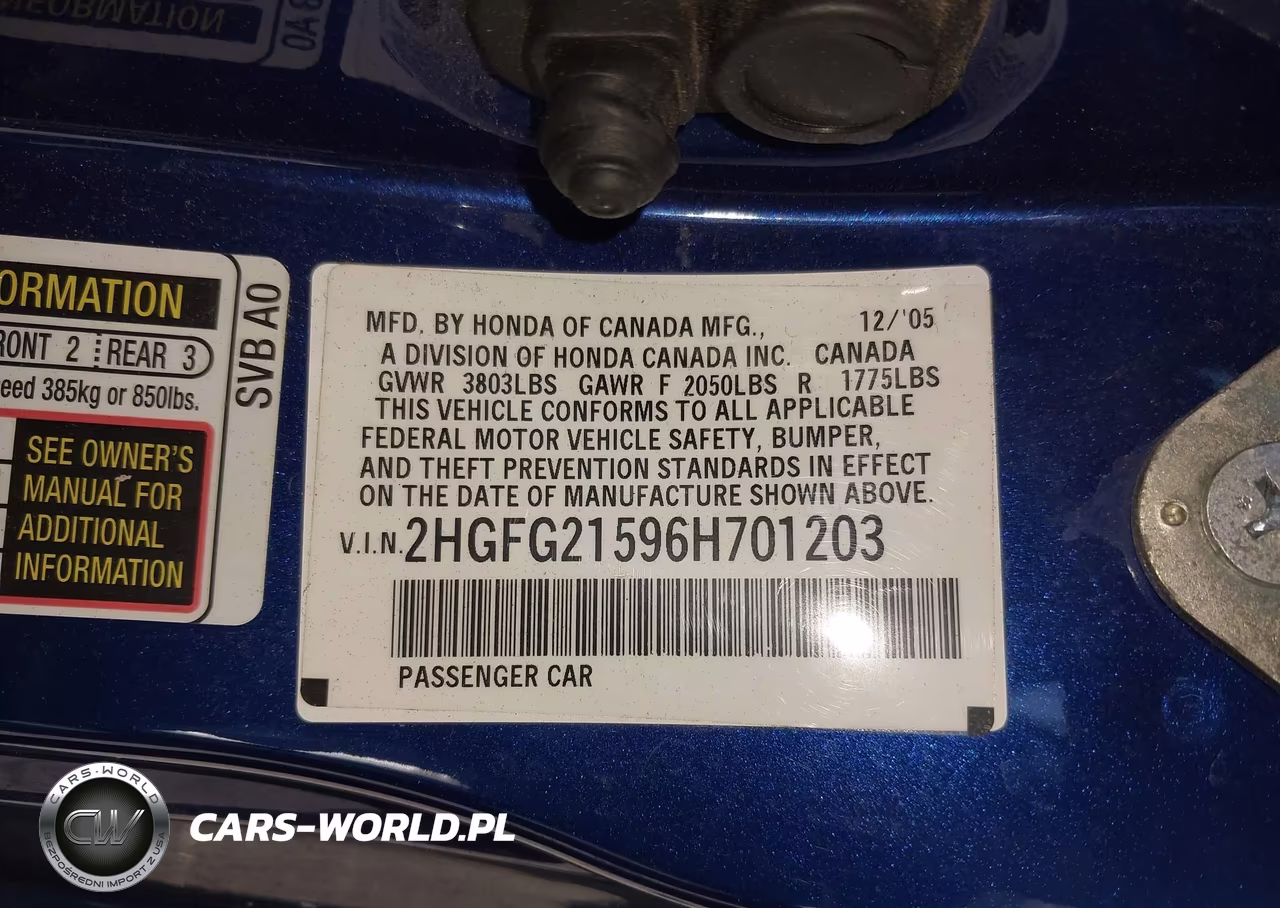 2006 Honda Civic Si Si-Si (M6)-W-Navi St VIN:2HGFG21596H701203 - 9