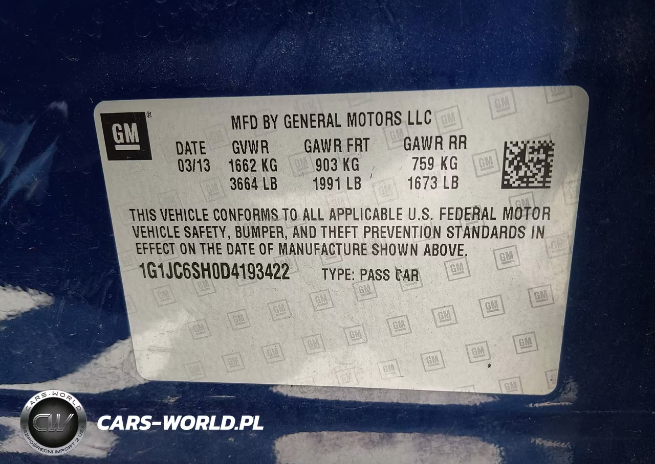2013 Chevrolet Sonic Lt Auto VIN:1G1JC6SH0D4193422 - 9