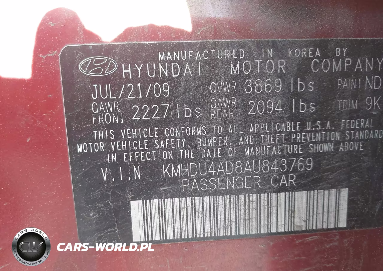 2010 Hyundai Elantra Gls VIN:KMHDU4AD8AU843769 - 9