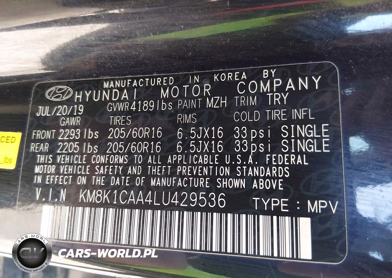 2020 Hyundai Kona Se VIN:KM8K1CAA4LU429536 - 9