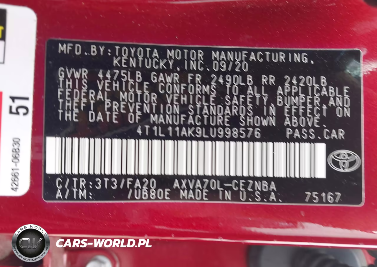2020 Toyota Camry Le VIN:4T1L11AK9LU998576 - 9
