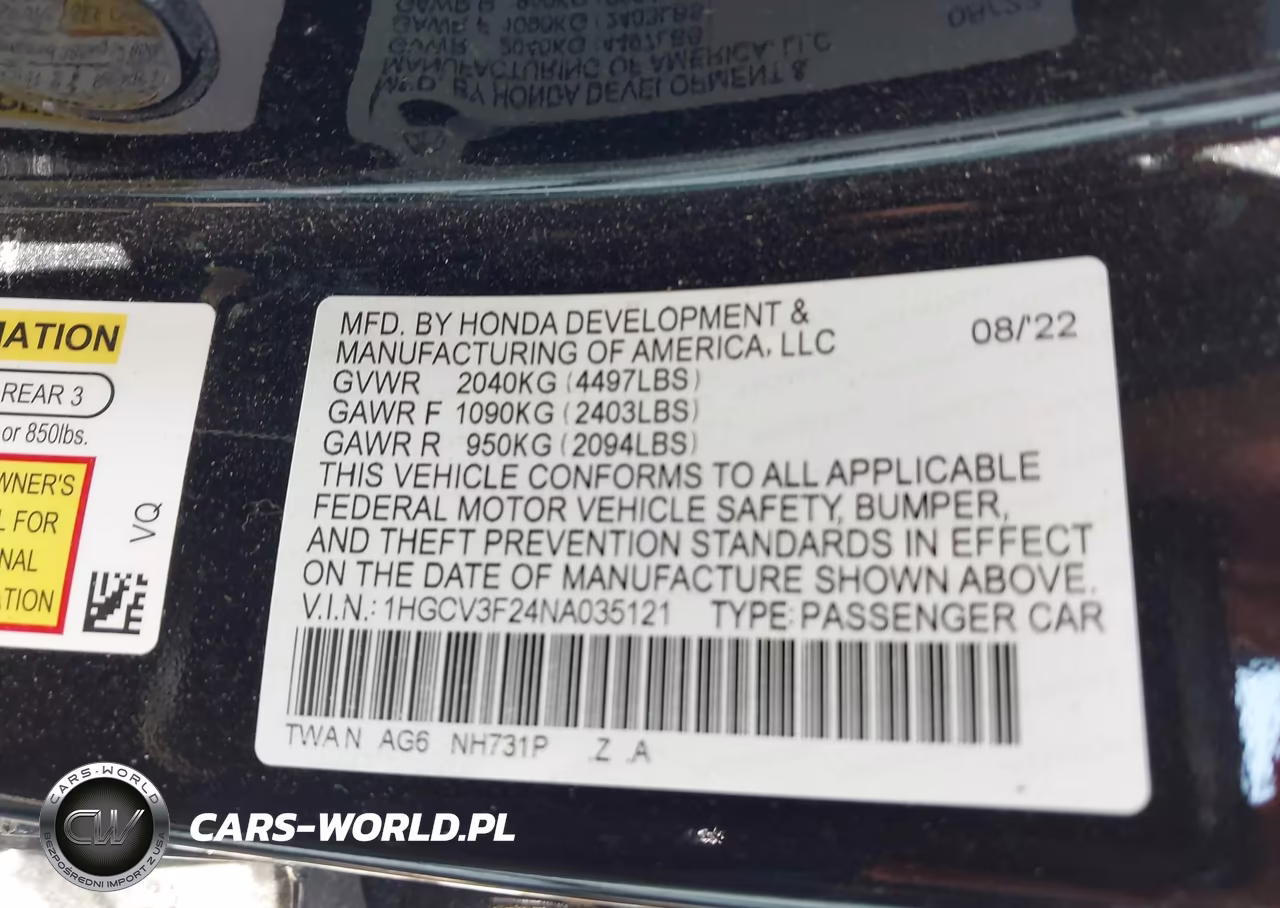 2022 Honda Accord Hybrid Sport VIN:1HGCV3F24NA035121 - 9