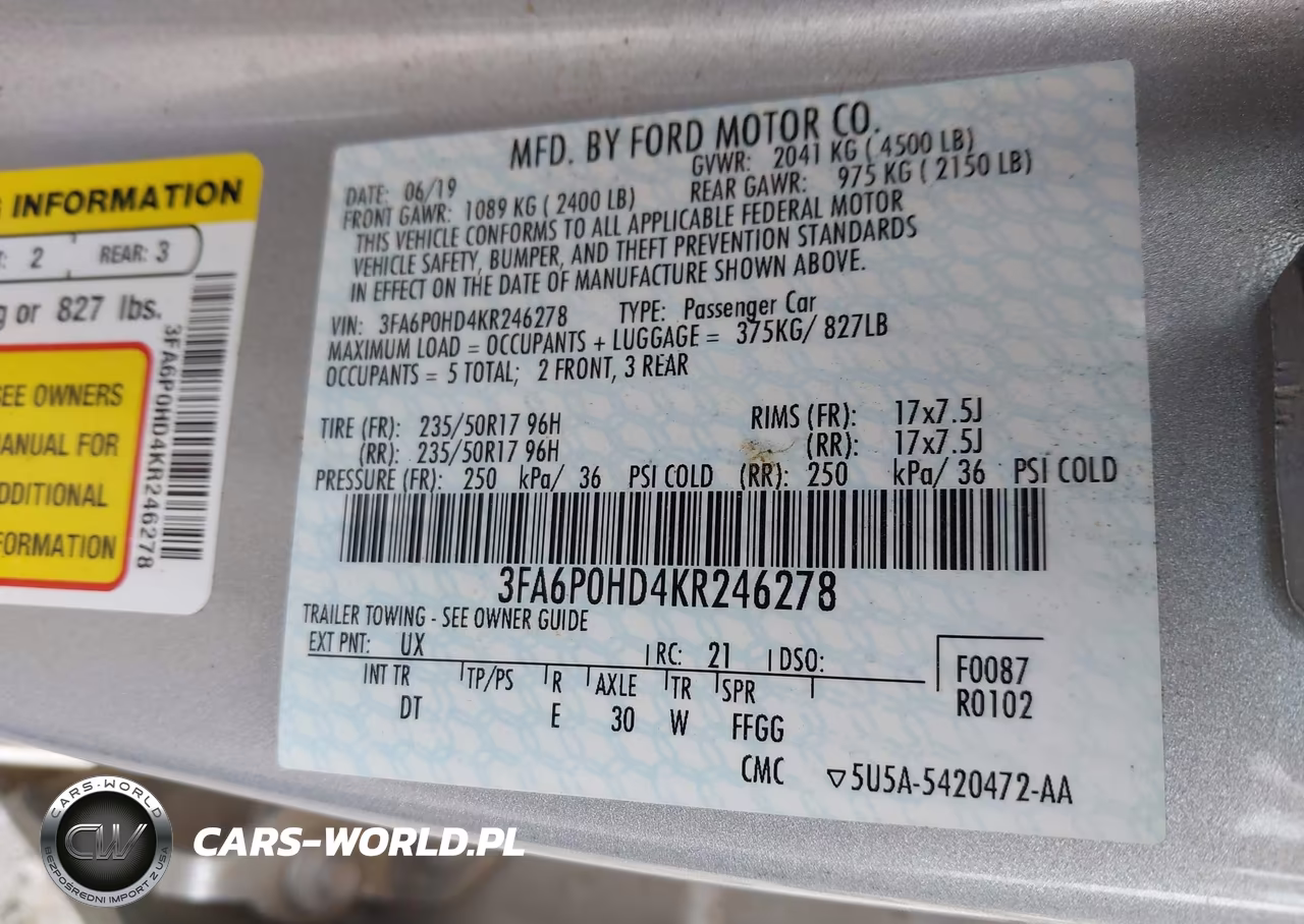 2019 Ford Fusion Se VIN:3FA6P0HD4KR246278 - 9