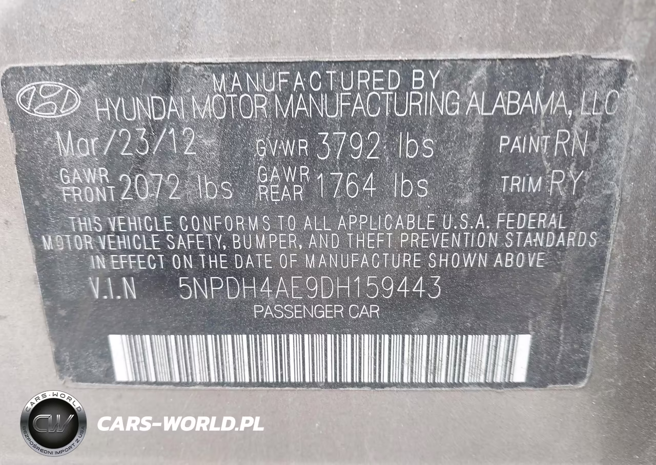 2013 Hyundai Elantra Limited VIN:5NPDH4AE9DH159443 - 9