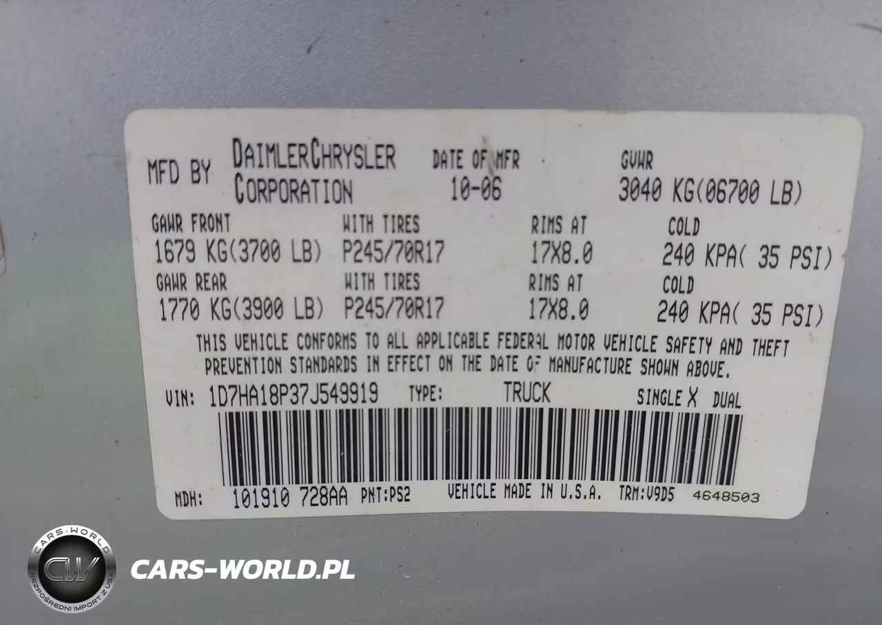 2007 Dodge Ram 1500 Slt VIN:1D7HA18P37J549919 - 9