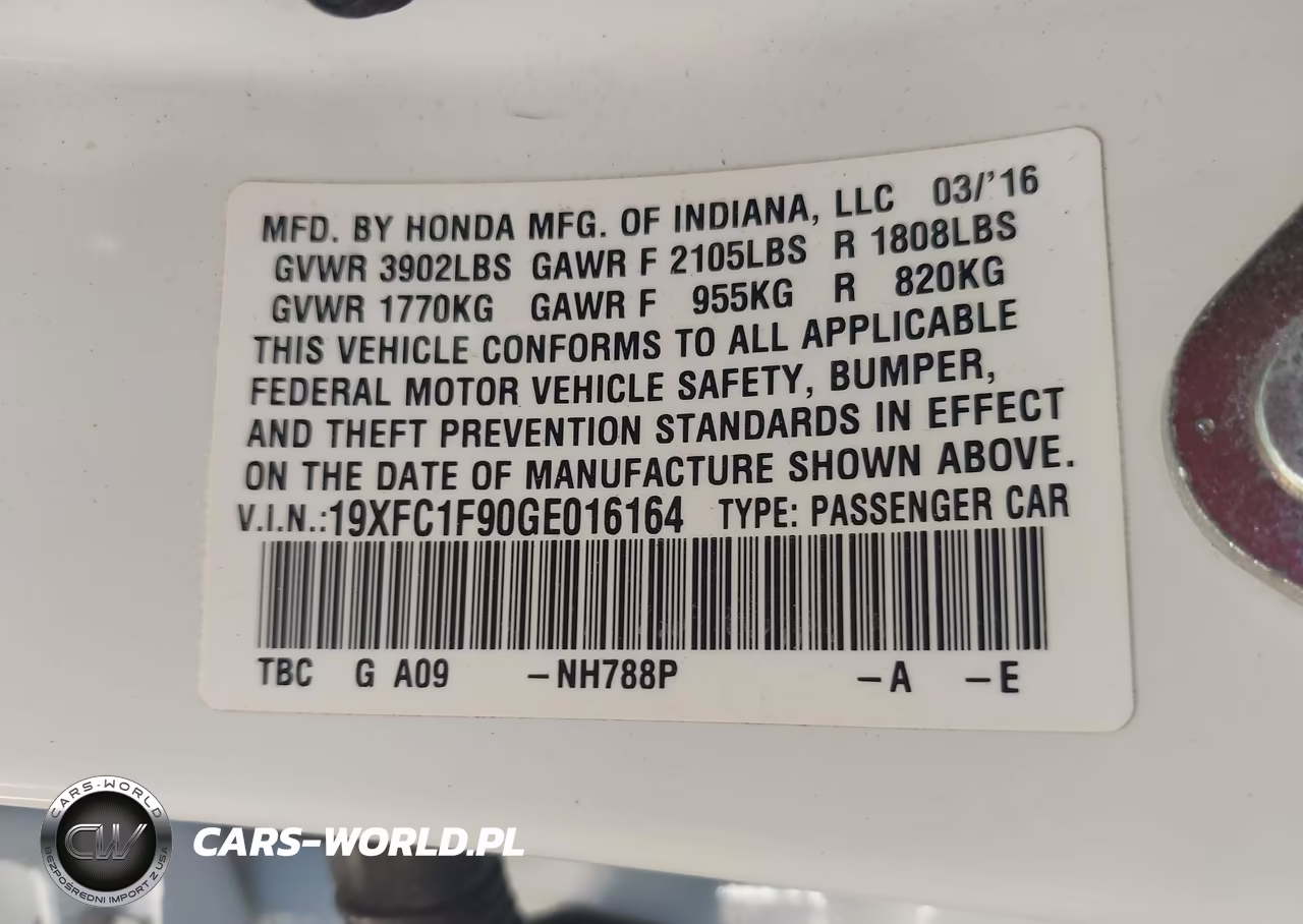 2016 Honda Civic Touring VIN:19XFC1F90GE016164 - 9