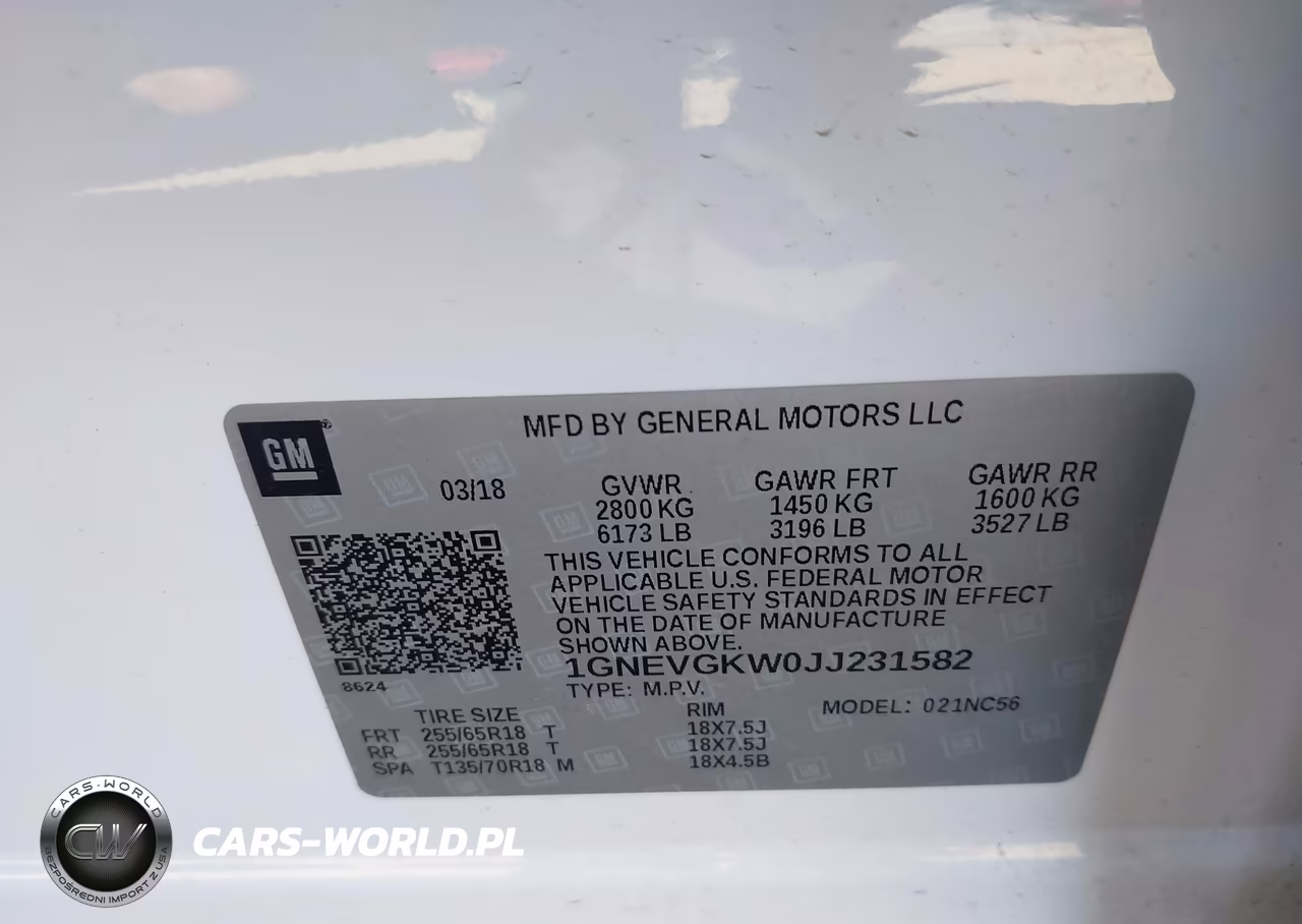 2018 Chevrolet Traverse 1Lt VIN:1GNEVGKW0JJ231582 - 9