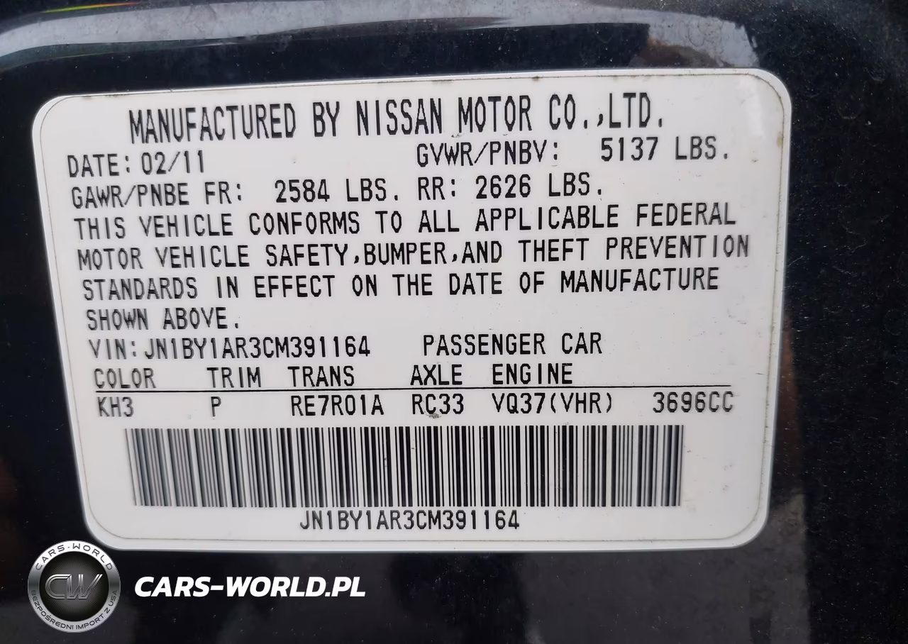 2012 Infiniti M37X VIN:JN1BY1AR3CM391164 - 9