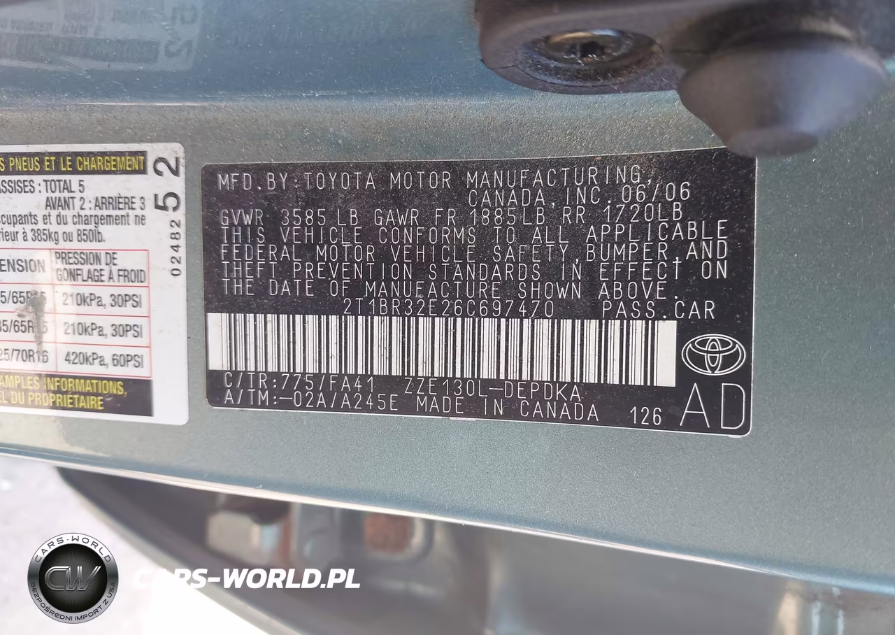 2006 Toyota Corolla Ce VIN:2T1BR32E26C697470 - 9