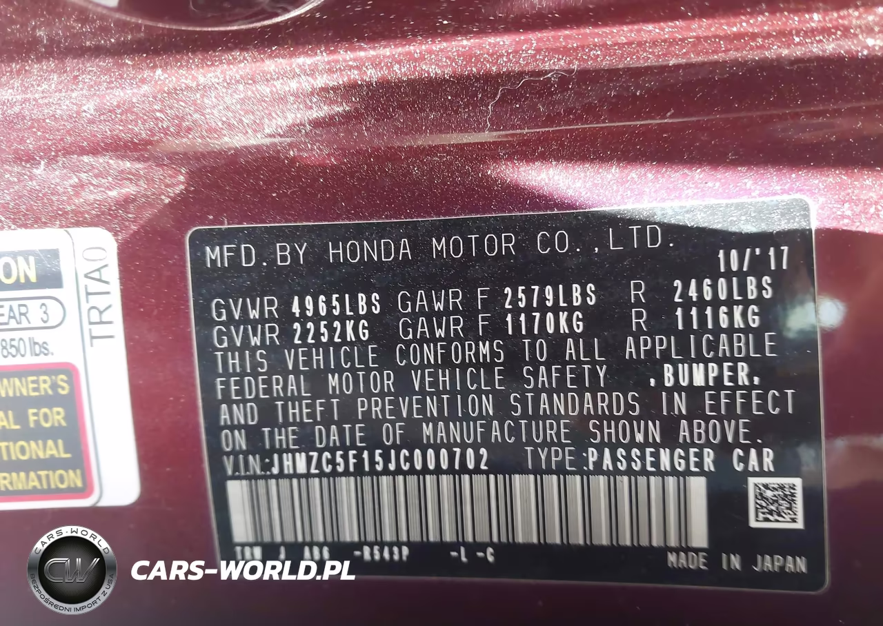 2018 Honda Clarity Plug-In Hybrid VIN:JHMZC5F15JC000702 - 9