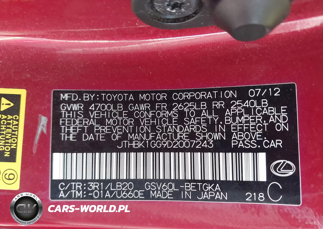 2013 Lexus Es 350 VIN:JTHBK1GG9D2007243 - 9