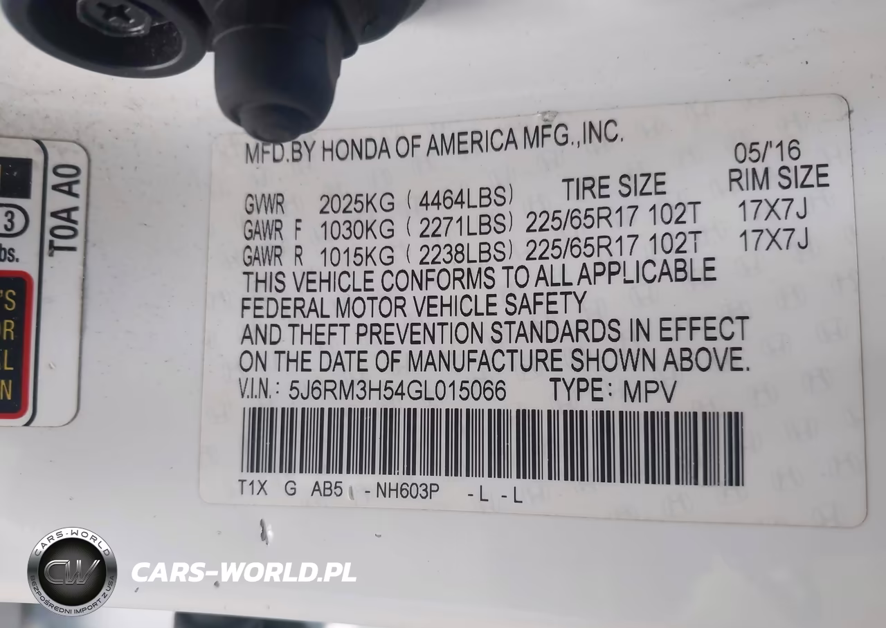 2016 Honda Cr-V Ex VIN:5J6RM3H54GL015066 - 9