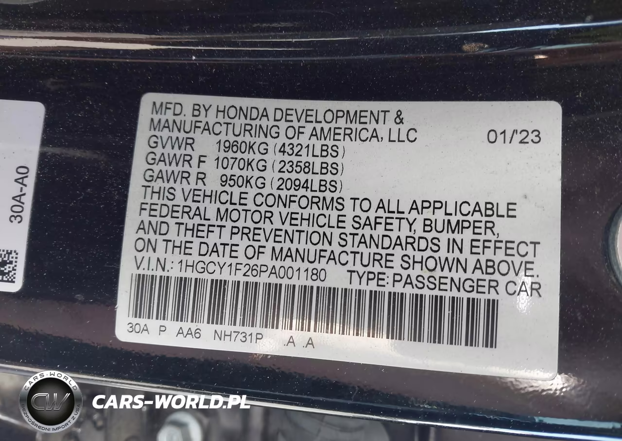 2023 Honda Accord Lx VIN:1HGCY1F26PA001180 - 9