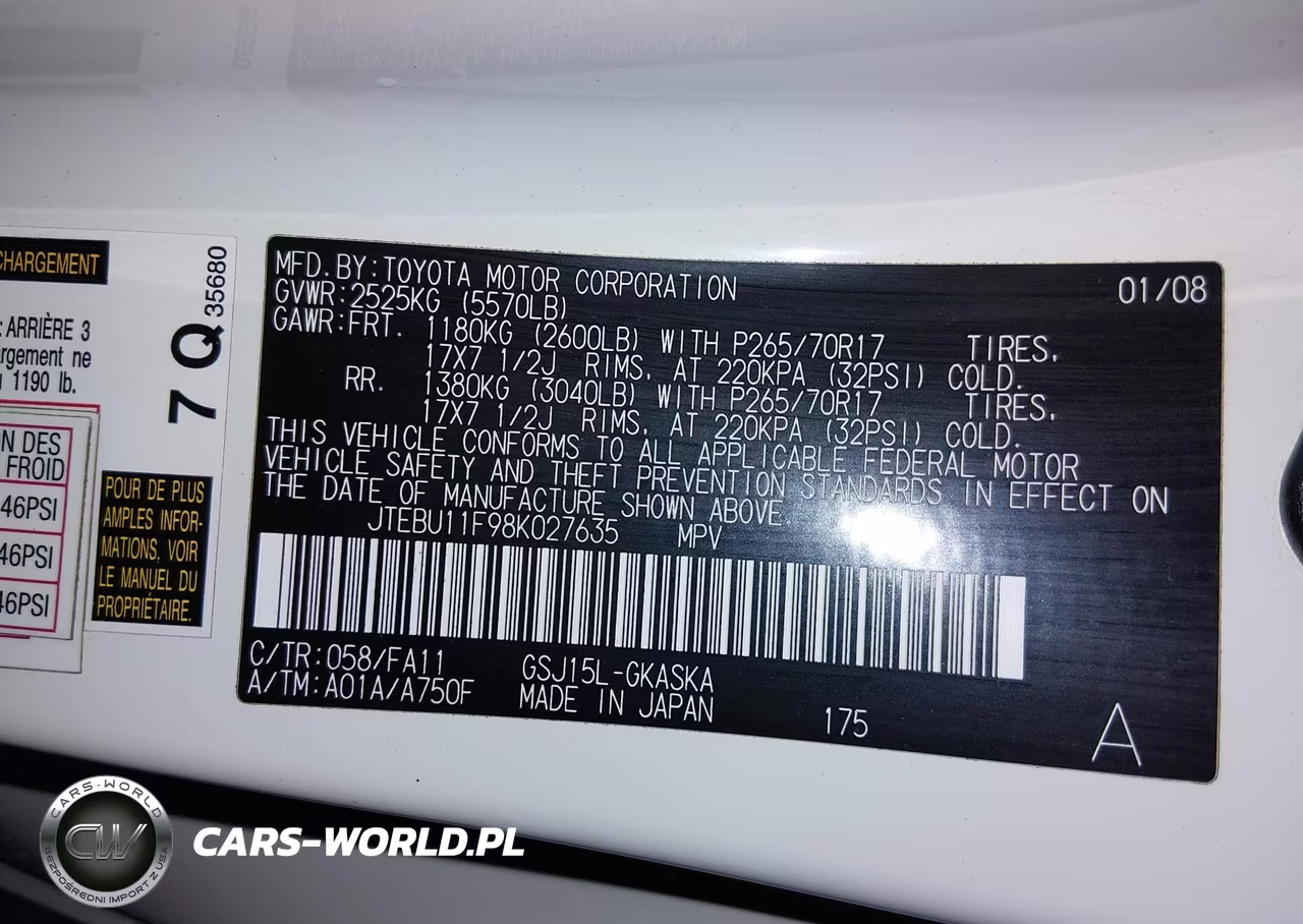 2008 Toyota Fj Cruiser VIN:JTEBU11F98K027635 - 9